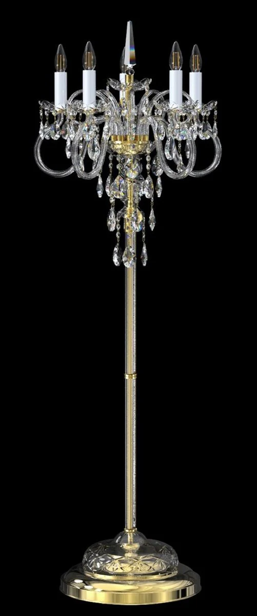 Casa Padrino lámpara de pie de cristal barroco de lujo oro / blanco Ø 50 x A. 145 cm - Magnífica lámpara de pie con cristal de Bohemia - Luces de cristal barroco - Calidad de Lujo