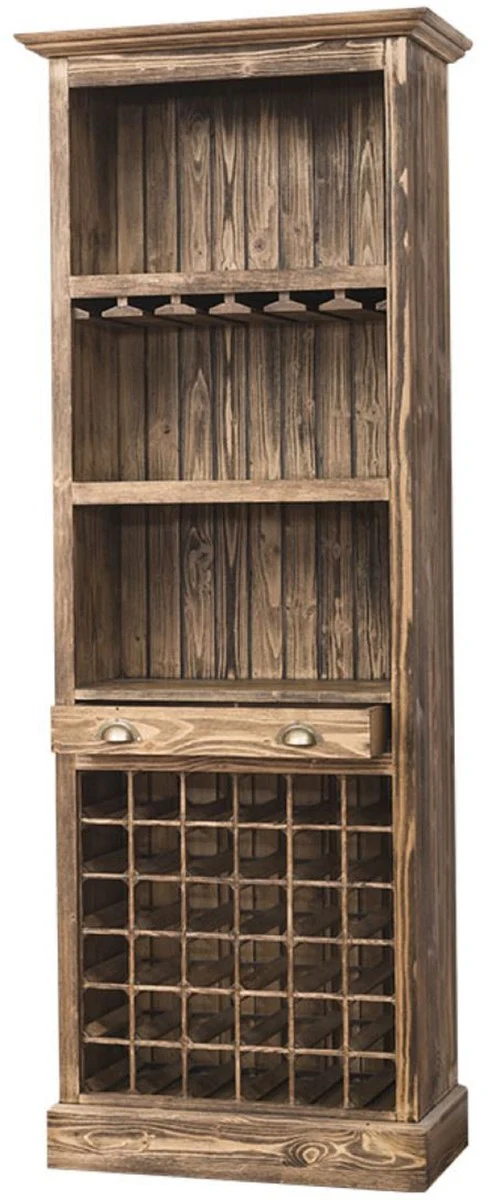 Casa Padrino gabinete de bar de estilo campestre marr¨®n 78 x 41 x H. 210 cm - Gabinete de Vino de Madera Maciza - Muebles de Bar en Estilo Campestre