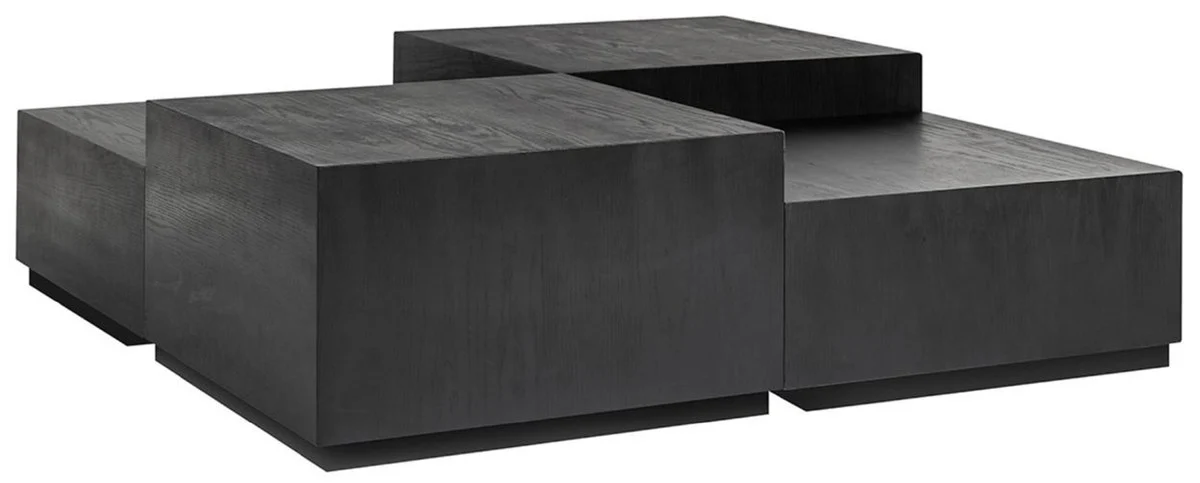 Casa Padrino conjunto de mesa de centro de lujo de 4 antracita / negro 130 x 130 x A. 40 cm - Mesa de sal¨®n cuadrada de madera maciza - Muebles de sal¨®n - Muebles de lujo - Interiores de lujo