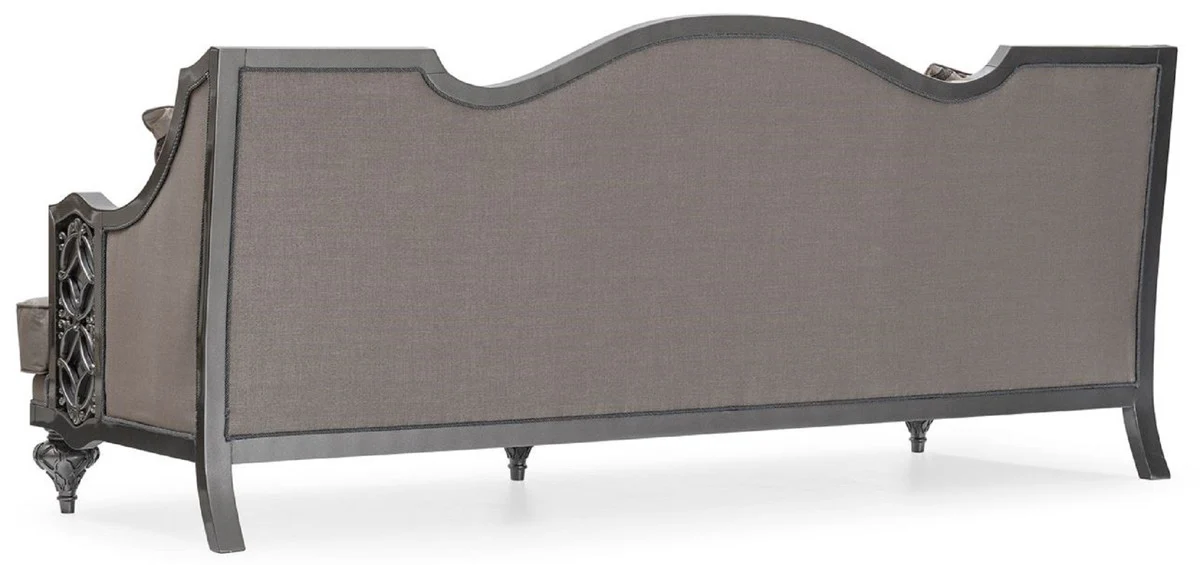 Casa Padrino sof¨¢ de sal¨®n barroco de lujo gris / gris - Sof¨¢ estilo barroco hecho a mano con cojines decorativos - Muebles de sal¨®n de lujo en estilo barroco - Muebles barrocos