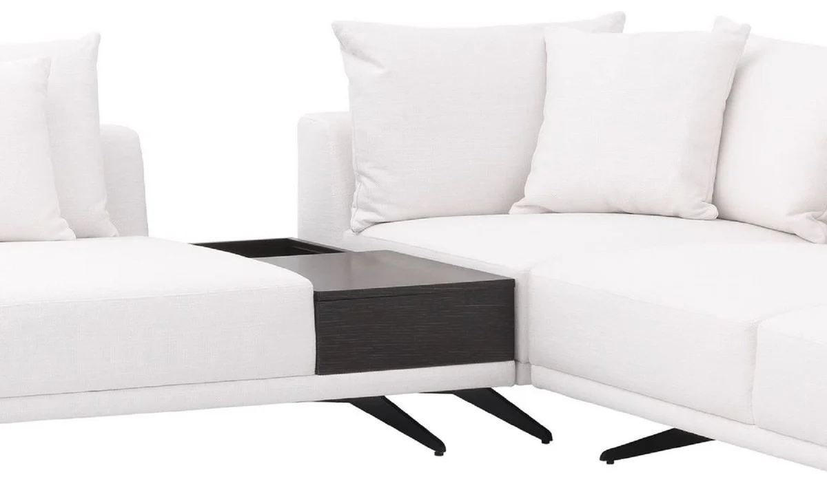 Casa Padrino sof¨¢ esquinero de lujo blanco / bronce 340 x 292 x A. 64 cm - Noble sof¨¢ de sal¨®n con cojines - Muebles de Lujo - Calidad de Lujo