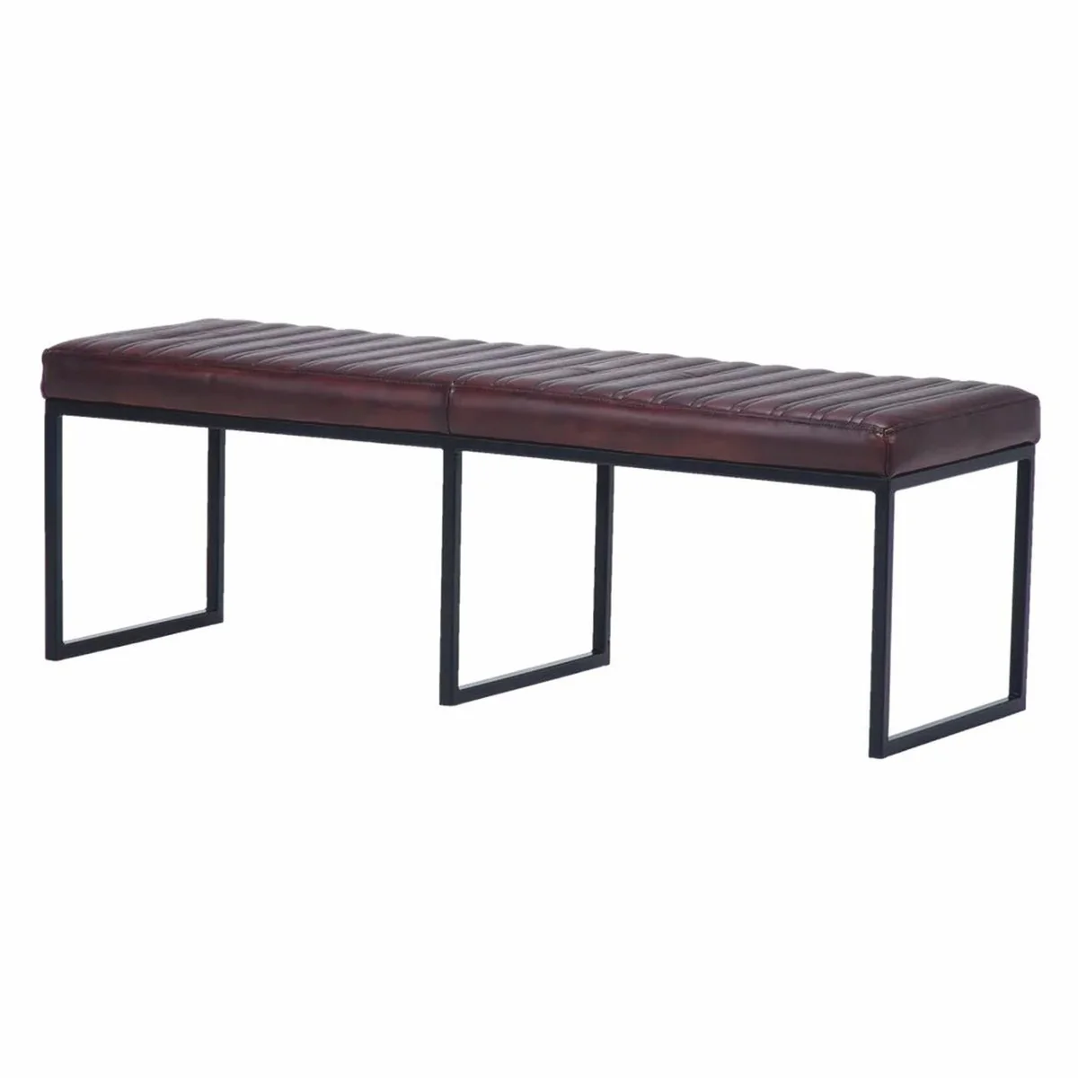Casa Padrino banco de lujo de cuero genuino marr¨®n oscuro / negro 180 cm - Muebles de cuero genuino