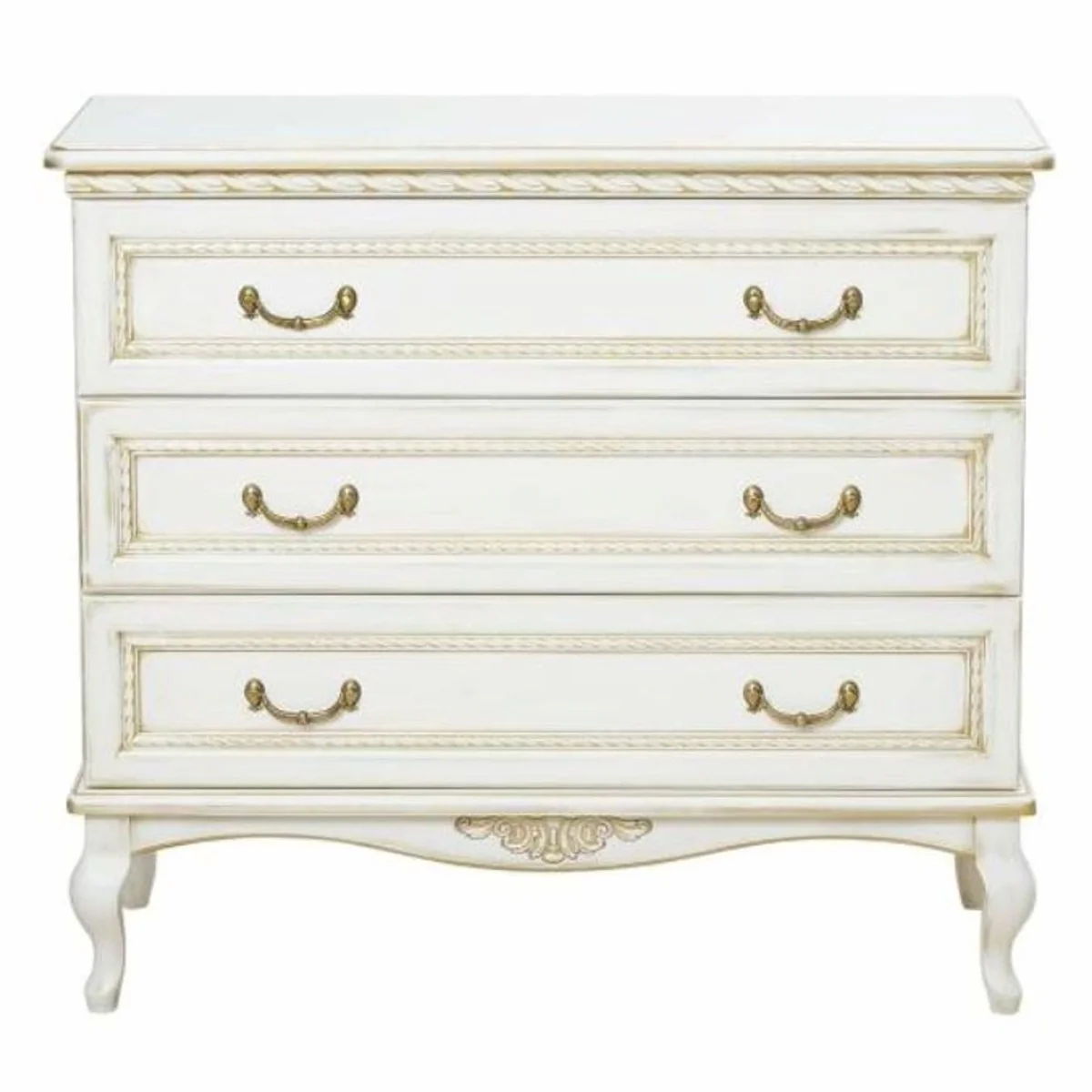 Casa Padrino cómoda barroco de lujo blanco / beige 100 cm - Magníficos muebles barrocos