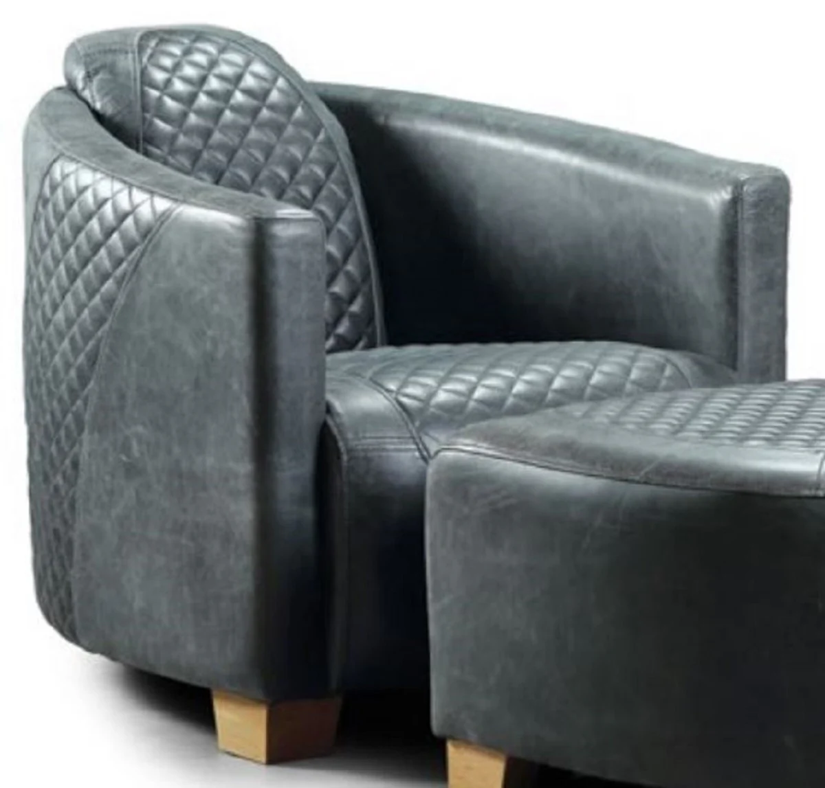 Casa Padrino sill¨®n de cuero de lujo azul vintage / marr¨®n claro 72 x 90 x A. 67 cm - Sill¨®n de sal¨®n de cuero aut¨¦ntico - Muebles de Sal¨®n - Colecci¨®n de Lujo