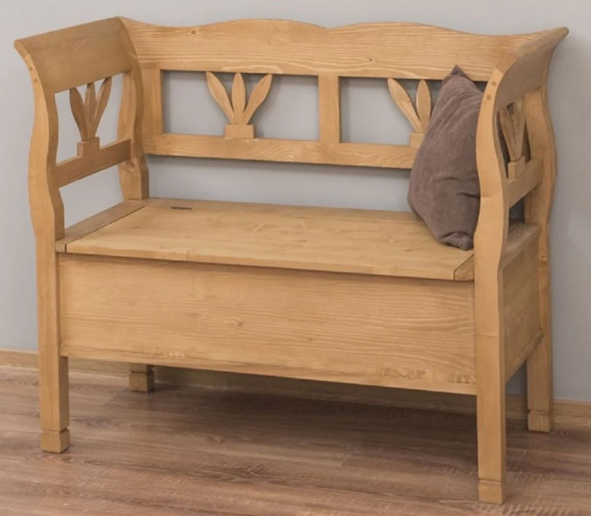 Casa Padrino banco de estilo campestre natural 117 x 48 x A. 92 cm - Banco de madera maciza con espacio de almacenamiento - Muebles de madera maciza - Muebles de estilo campestre