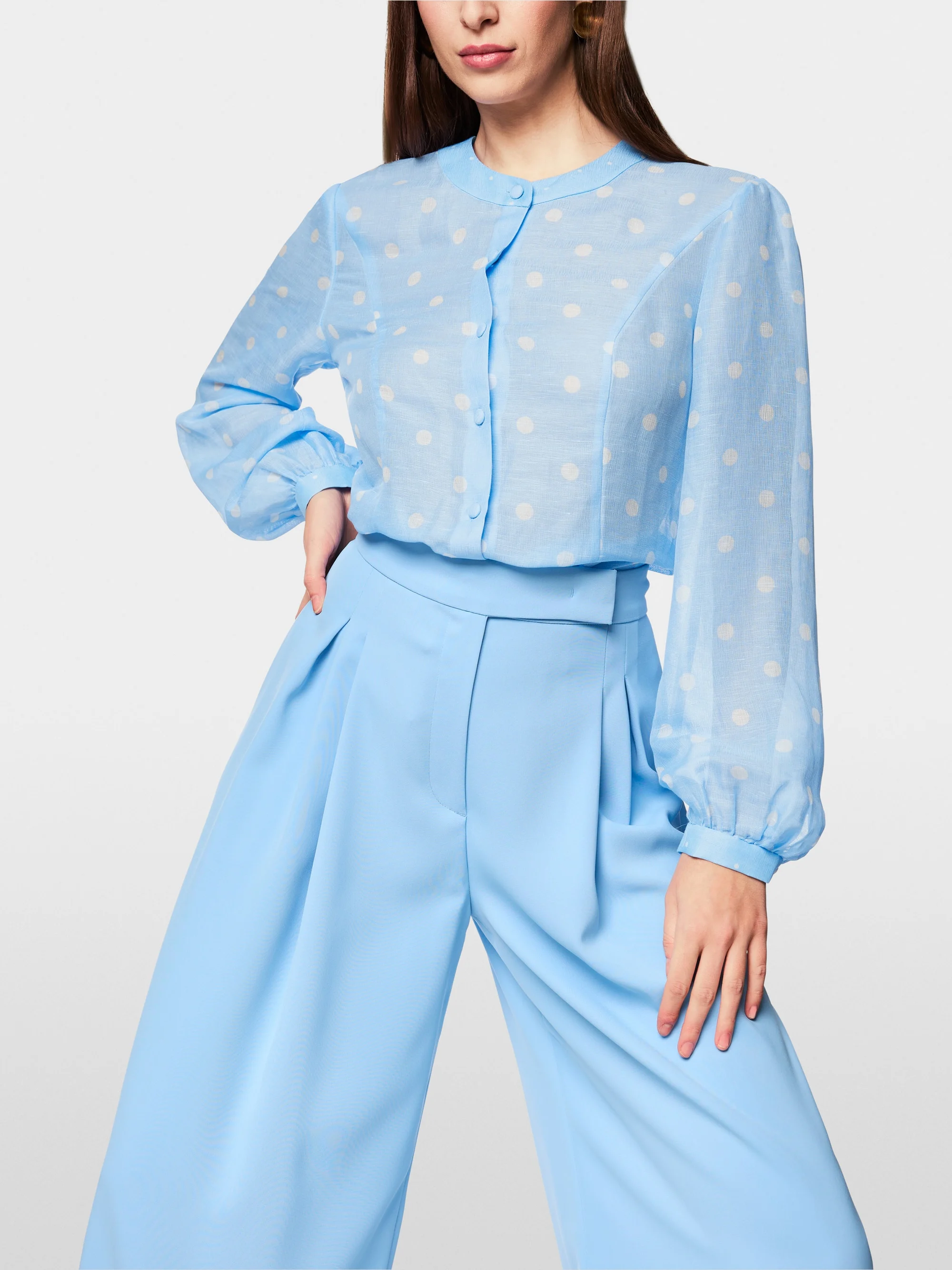 Marc-Cain Silk and linen polka dot blouse