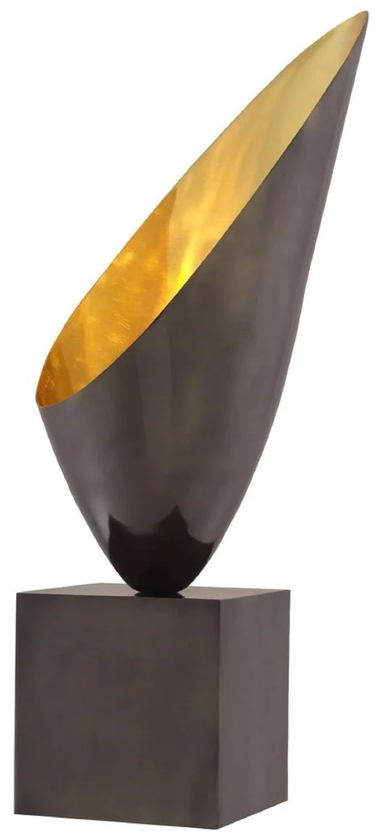 Casa Padrino lámpara de mesa de diseño de lujo bronce de cañón / oro / negro 30 x A. 70,5 cm - Elegante lámpara de escritorio con base de granito - Iluminación de lujo - Muebles de lujo