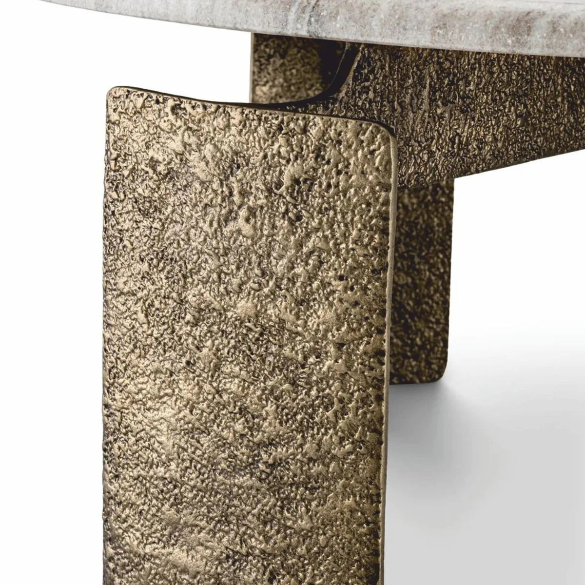 Casa Padrino mesa de centro de lujo con tapa de m¨¢rmol lat¨®n antiguo / beige ? 100 cm