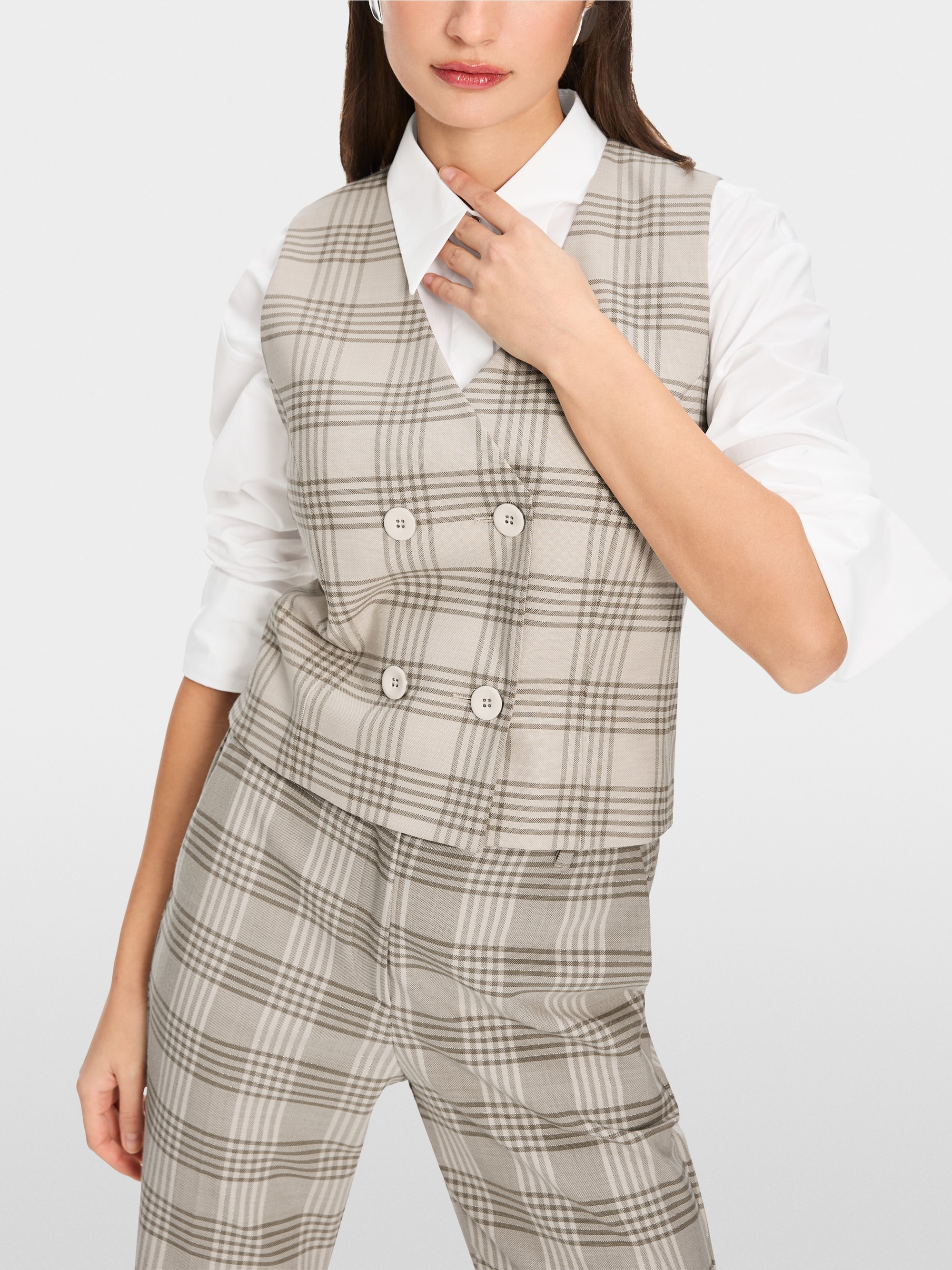 Marc-Cain Check gilet with lurex details