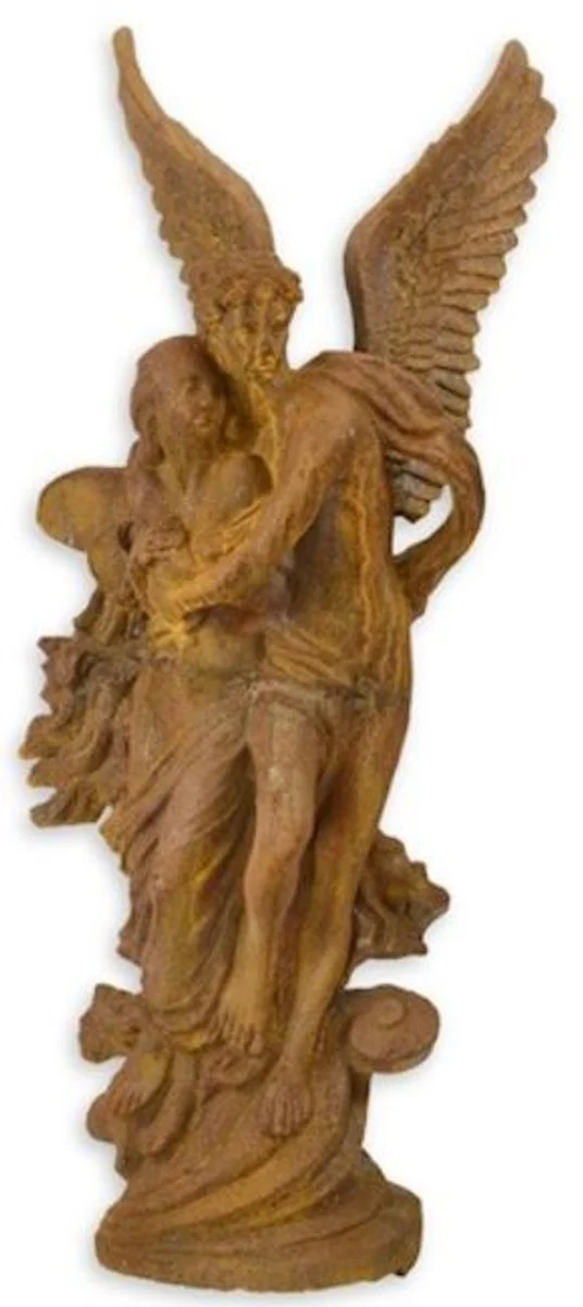 Casa Padrino Figura de Decoración de Jardín Art Nouveau Ángel Rust A. 122 cm - Escultura de Decoración de Jardín y Terraza - Figura de Ángel de Hierro Fundido - Accesorios de Decoración