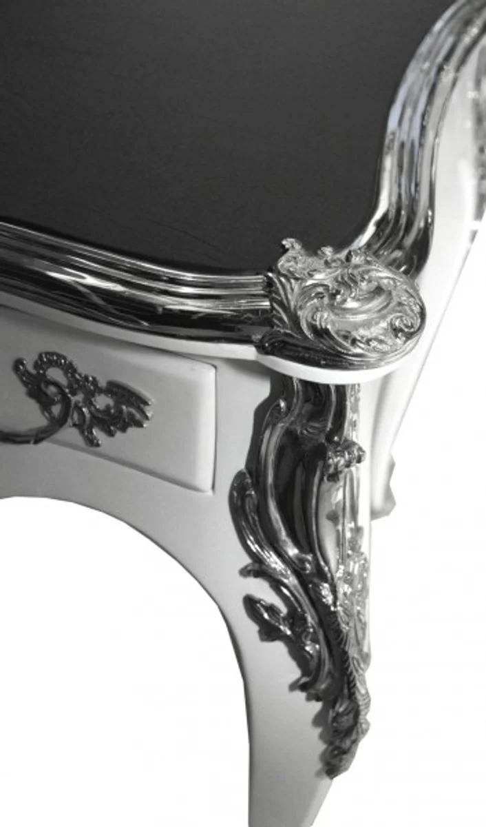 Casa Padrino luxury baroque desk white high gloss silver