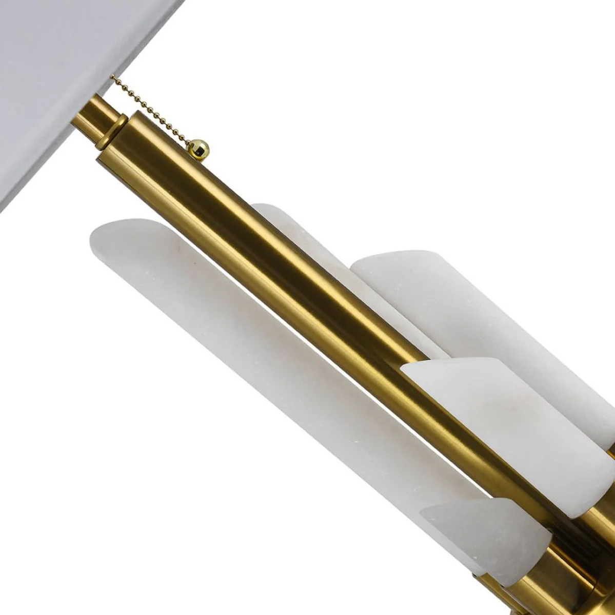 Casa Padrino lámpara de mesa de mármol de lujo blanco / oro Ø 38 x A. 68,5 cm - Lámpara de escritorio redonda de mármol con pantalla - Luces de mármol de lujo