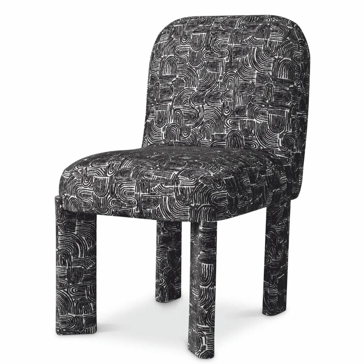 Casa Padrino silla de comedor de lujo negro / blanco Al. 84,5 cm - Muebles de comedor