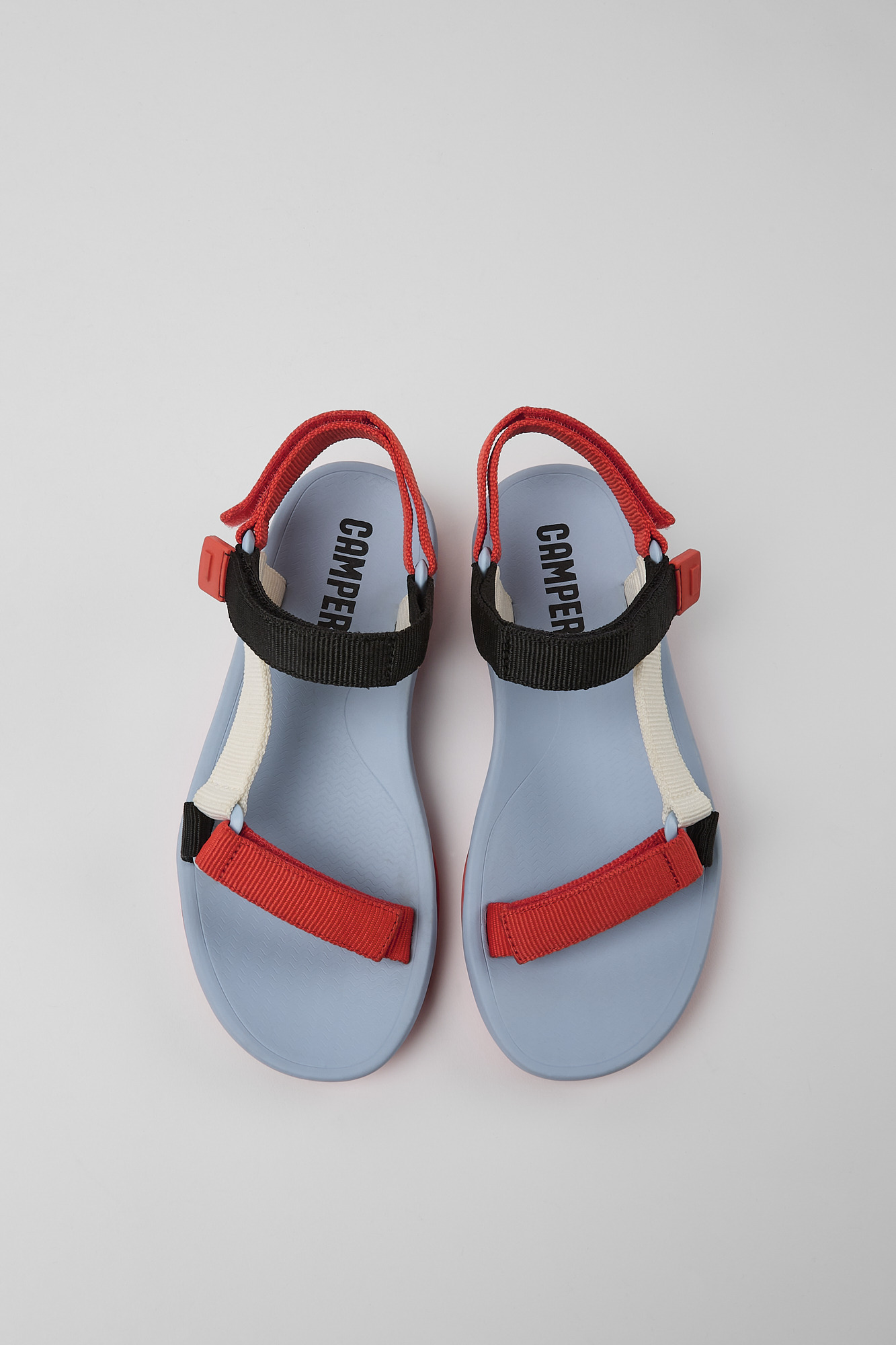 Match - Red, white, and black sandals for women