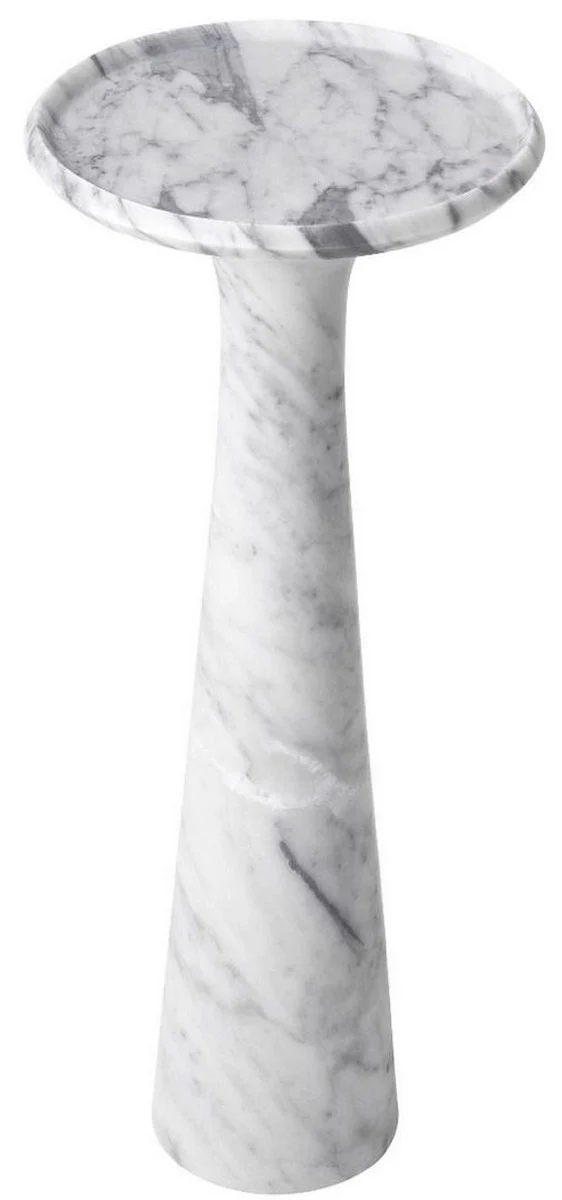 Casa Padrino mesa auxiliar de lujo blanco ? 30 x A. 71,5 cm - Mesa auxiliar redonda de m¨¢rmol de Carrara de alta calidad - Muebles de Lujo