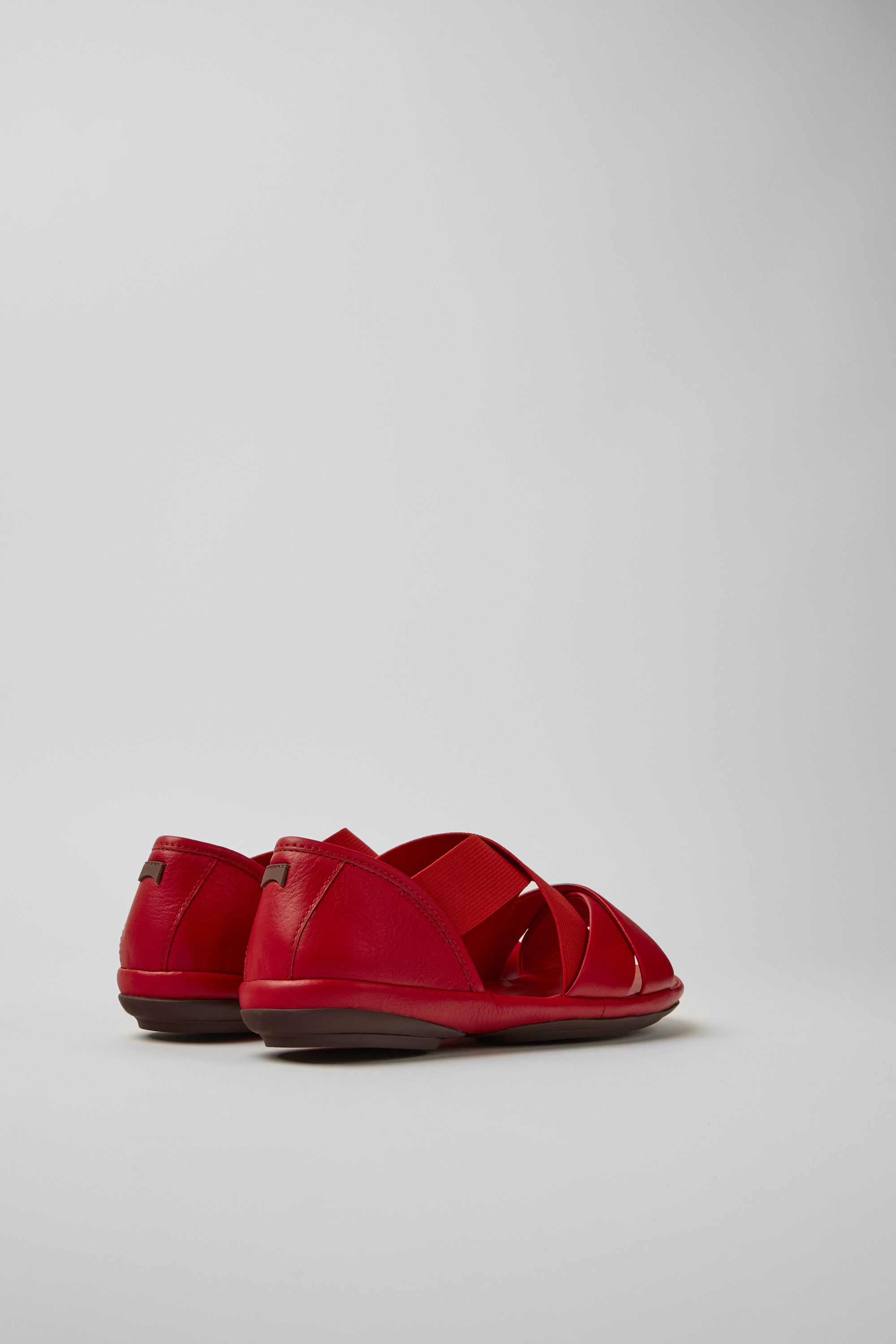 Right - Red leather sandals for women