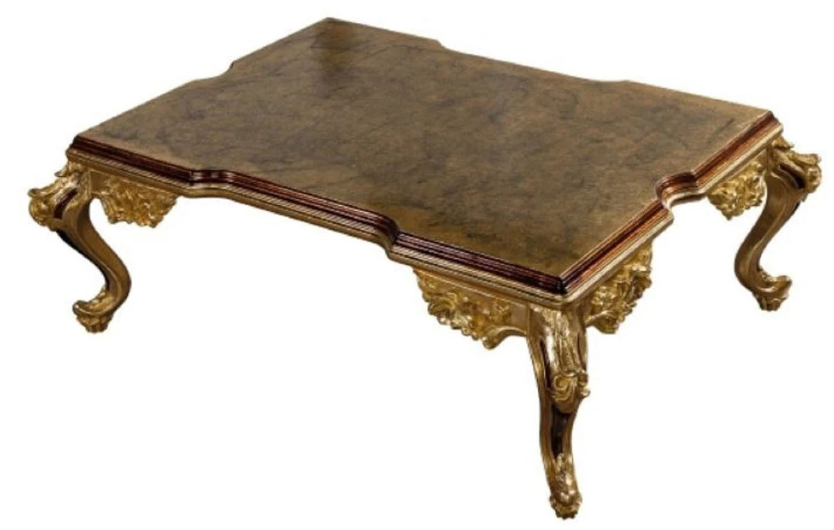 Casa Padrino mesa de centro barroco de lujo oro / marr¨®n - Mesa de centro de madera maciza de estilo barroco - Muebles de sal¨®n barrocos - Noble y Magn¨ªfico