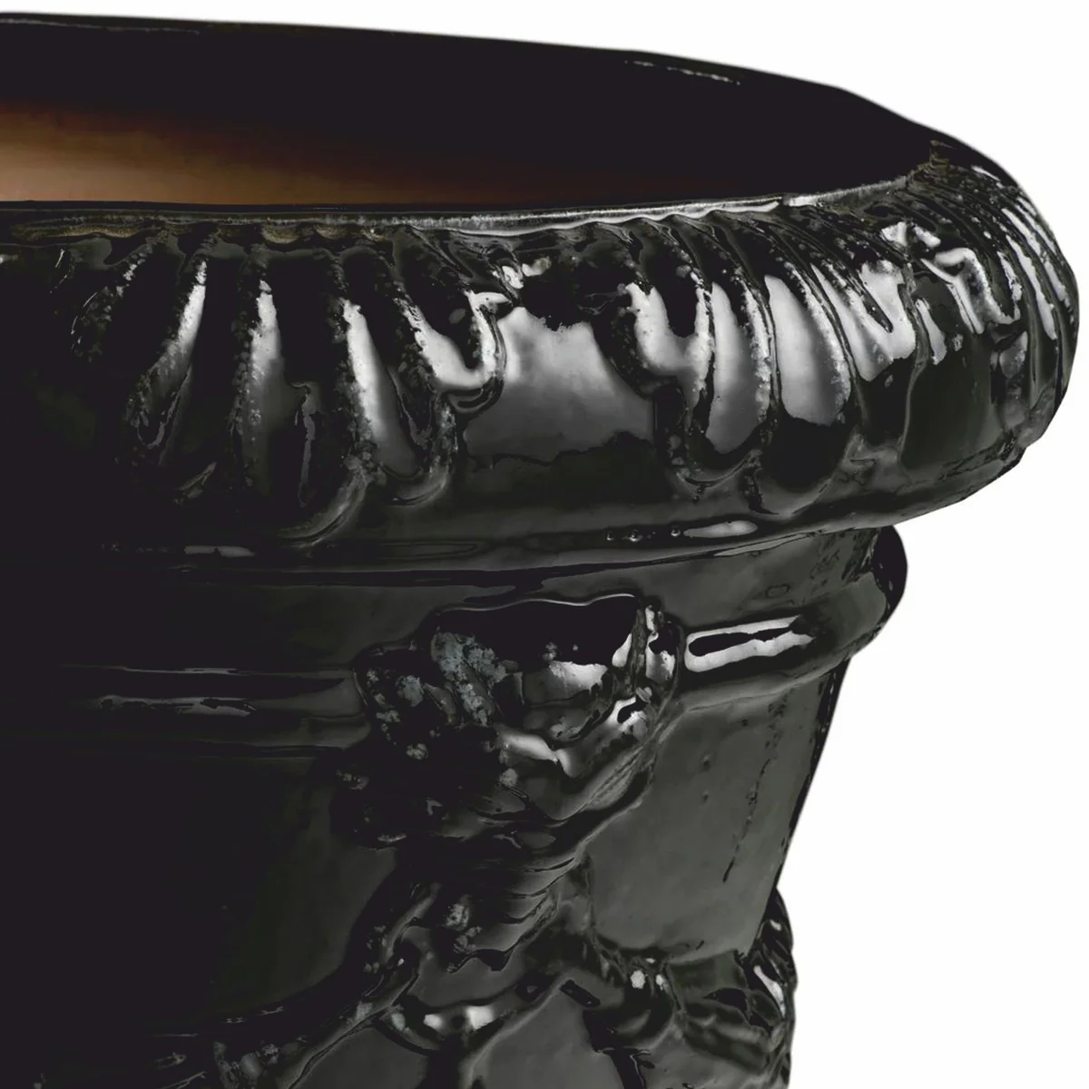 Casa Padrino maceta barroco de lujo de cer¨¢mica negro ? 60 x Al. 56 cm - Decoraci¨®n de jard¨ªn