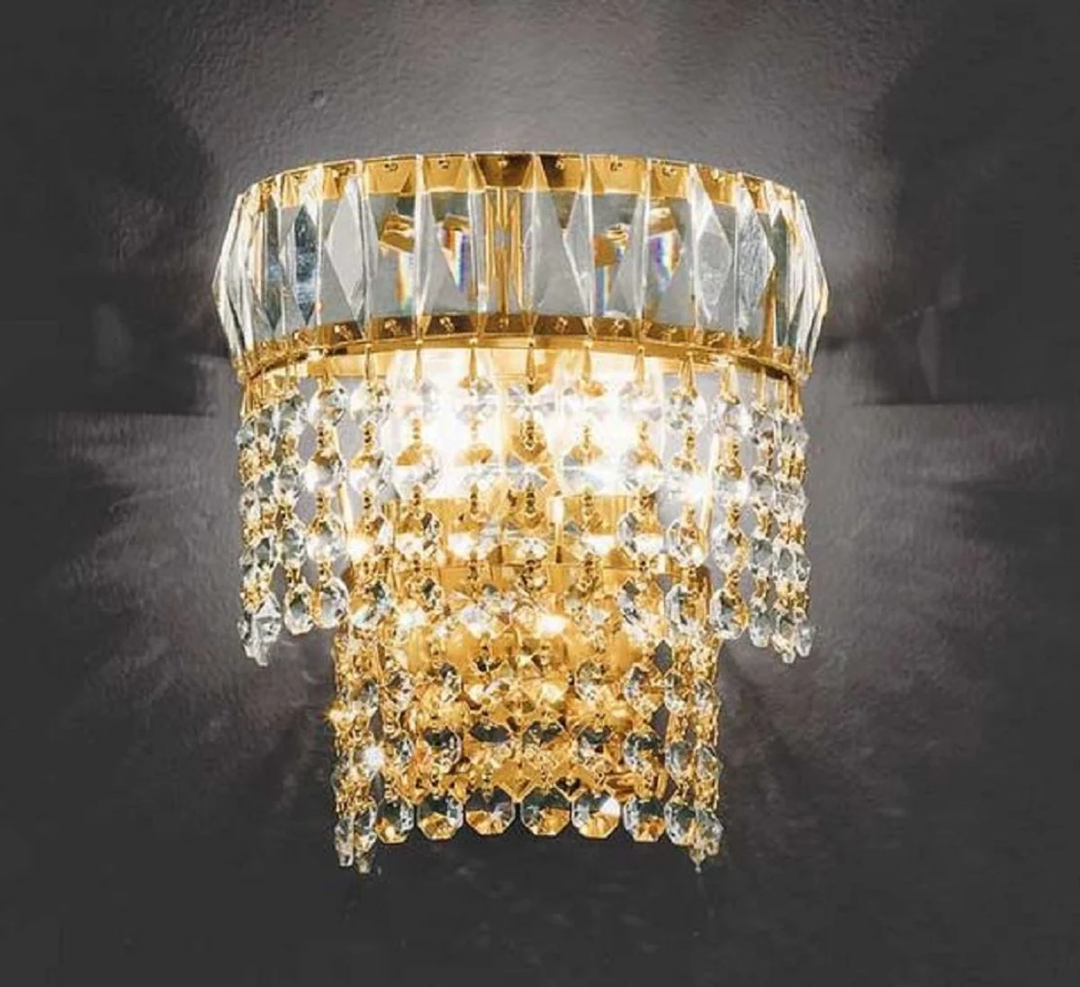 Casa Padrino L¨¢mpara de Pared de Lujo de Cristal Barroco Oro A. 18 cm - Hecho en Italia