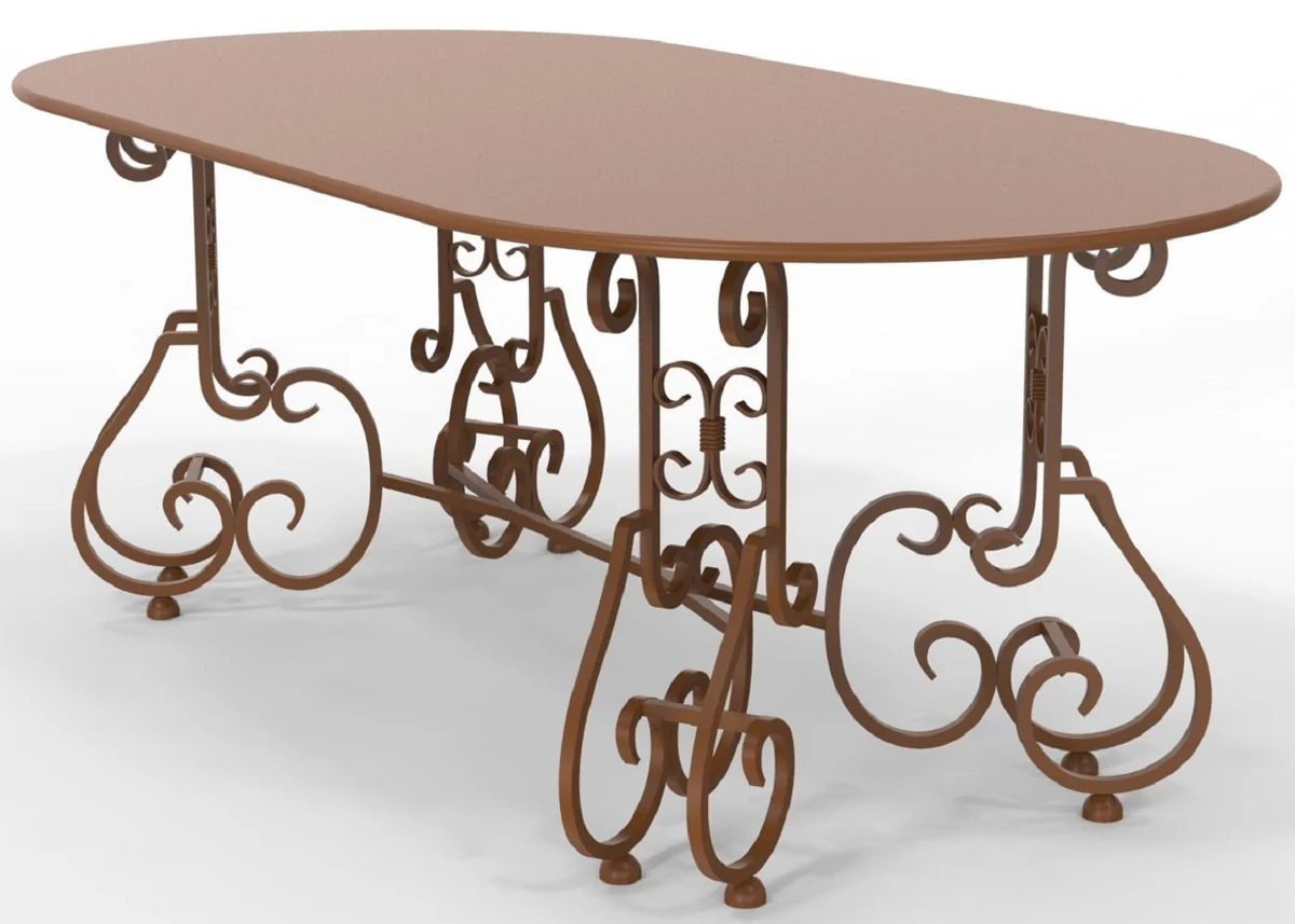 Casa Padrino mesa de jardín Art Nouveau 200 x 100 x A. 73,5 cm - Varios Colores - Mesa de jardín y terraza ovalada de hierro forjado - Muebles de jardín y terraza Art Nouveau de hierro forjado