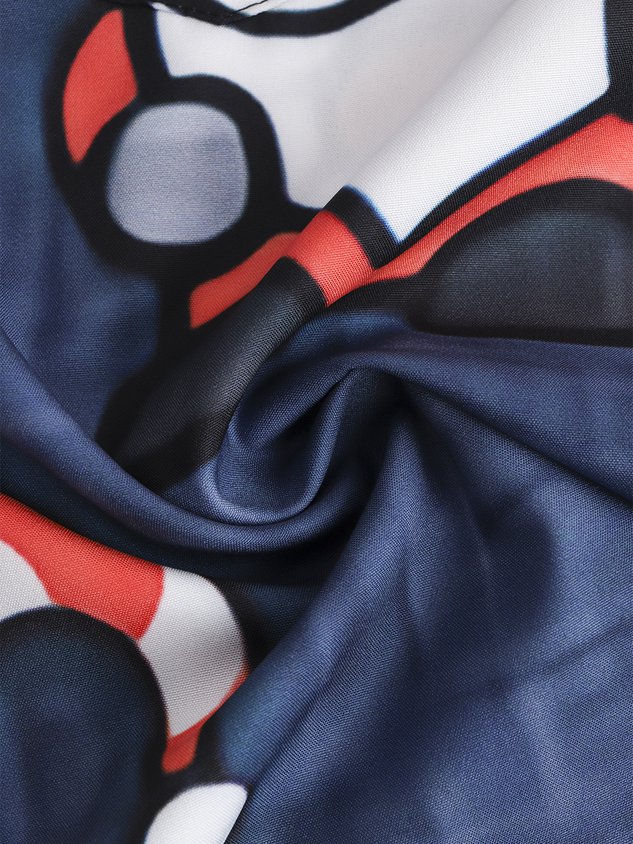 Casual Style Holiday Series Retro Christmas Christmas Gnome Element Pattern Lapel Short-Sleeved Shirt Print Top