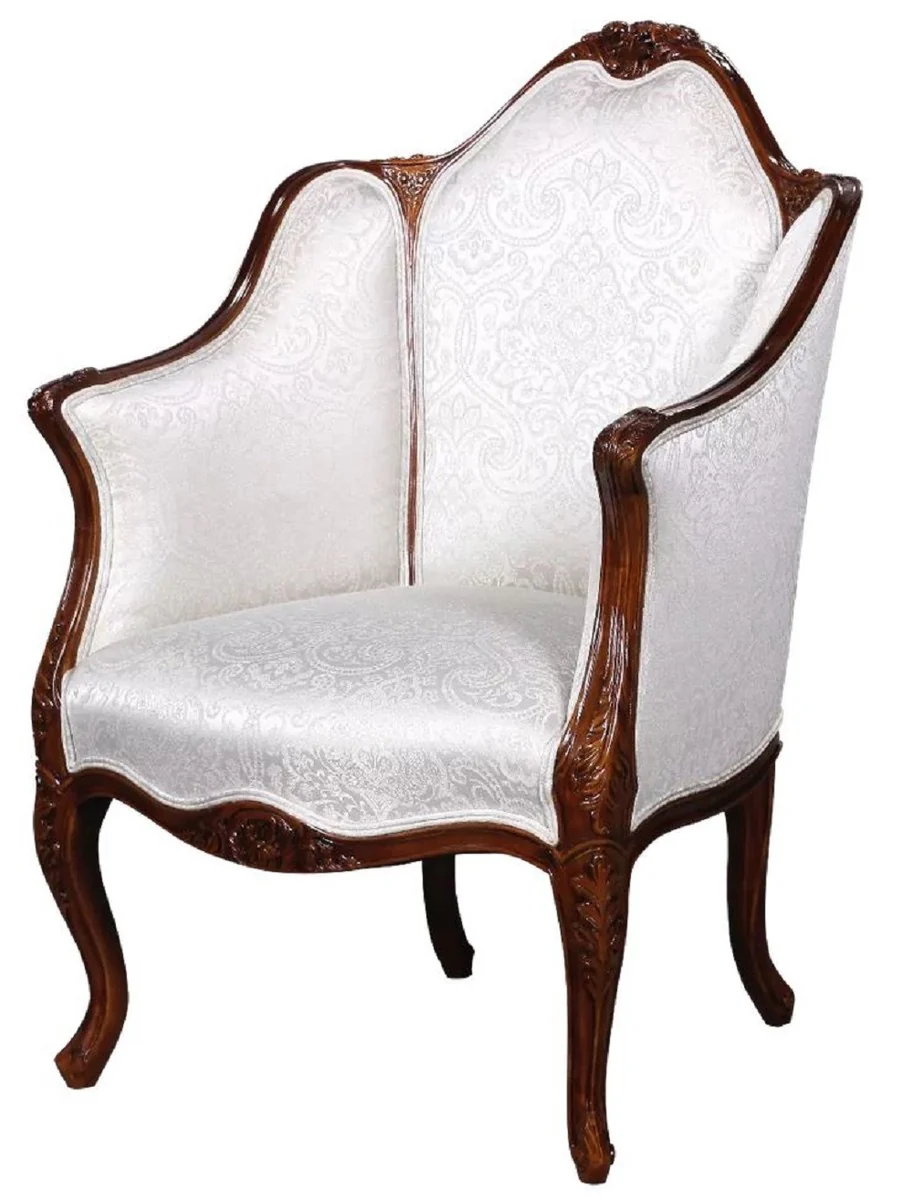 Casa Padrino sill¨®n barroco de lujo con patr¨®n elegante plata / marr¨®n oscuro - Magn¨ªfico sill¨®n de sal¨®n de estilo barroco - Muebles de sal¨®n barrocos - Noble y Magn¨ªfico