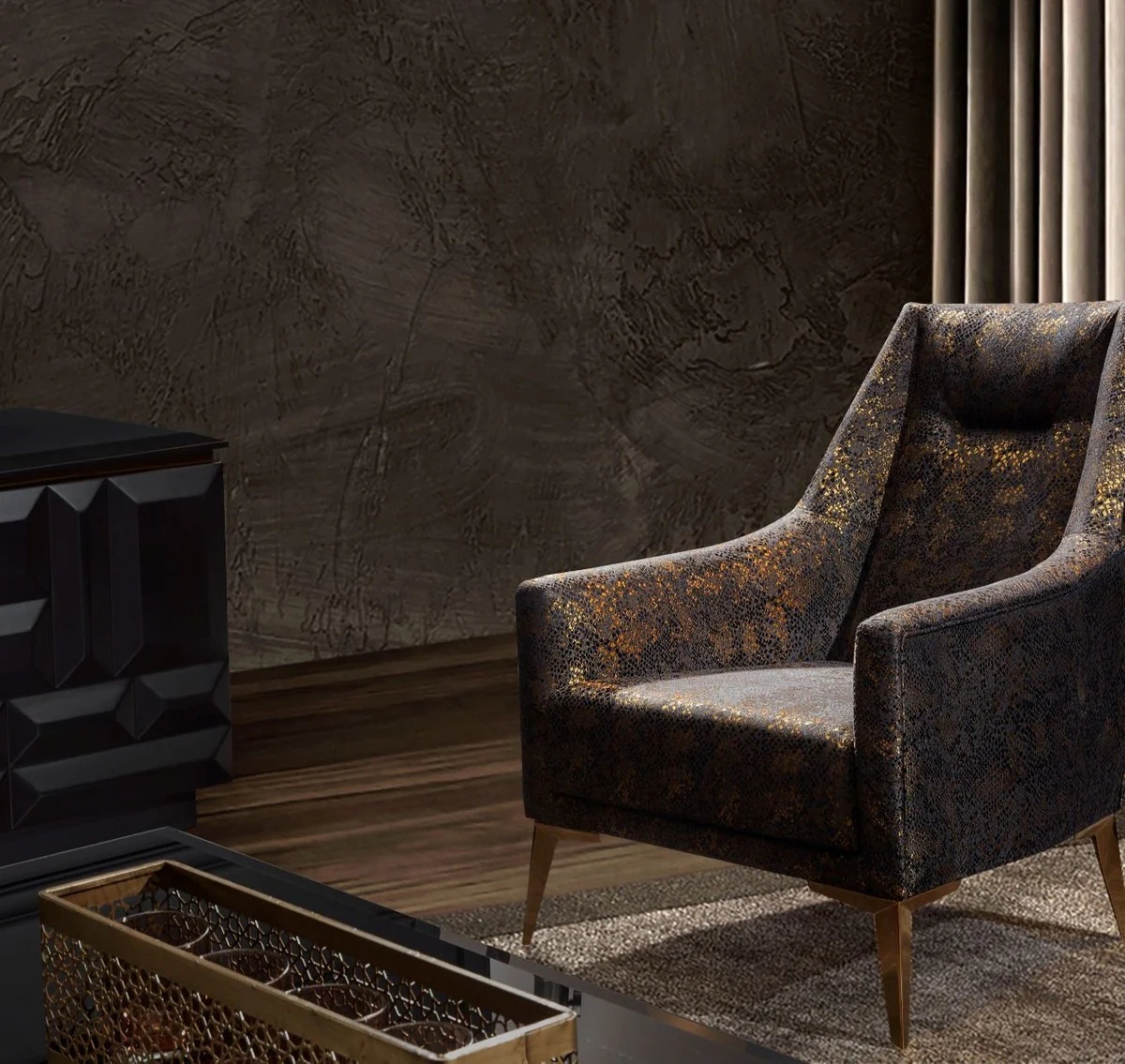 Casa Padrino conjunto de sala de estar de lujo p¨²rpura / oro - 2 Sof¨¢s y 2 Sillones y 1 Mesa de Centro - Muebles de sala de estar modernos - Calidad de Lujo