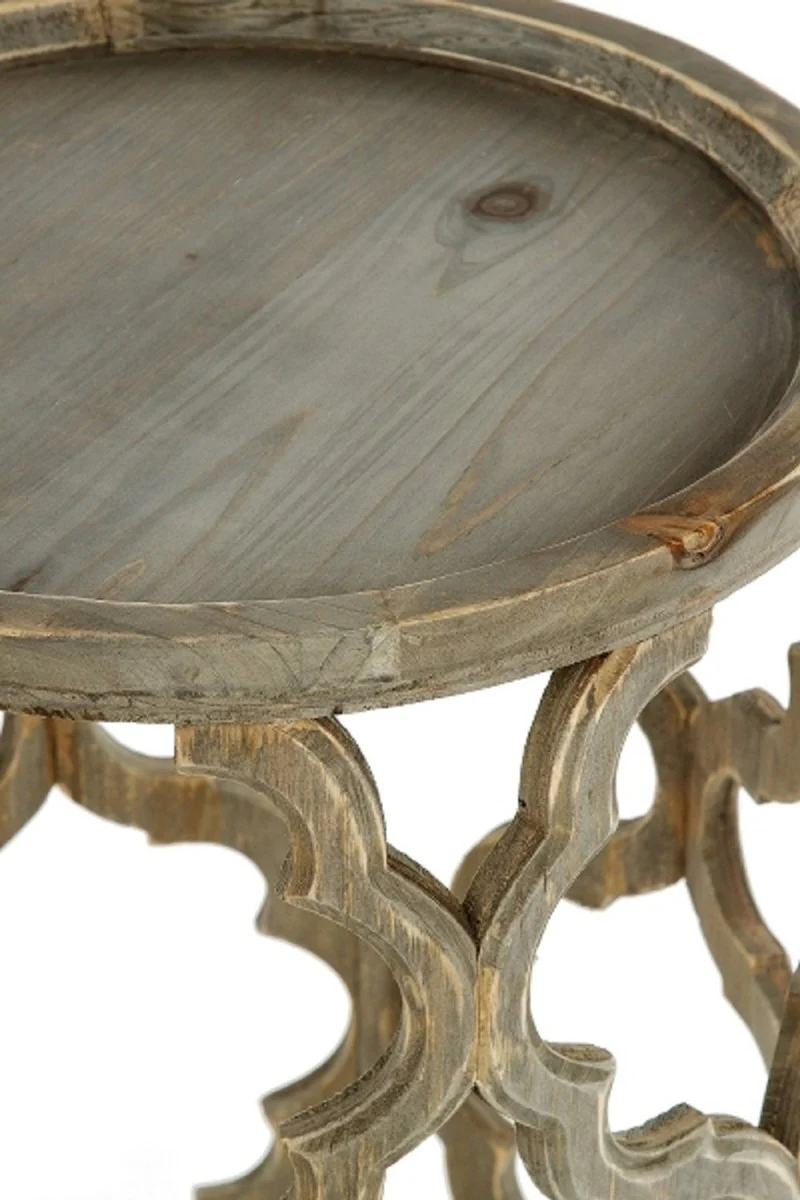 Casa Padrino mesa auxiliar de dise?o marr¨®n ? 40 x H. 54 cm - Mesa de Madera Redonda Moderna