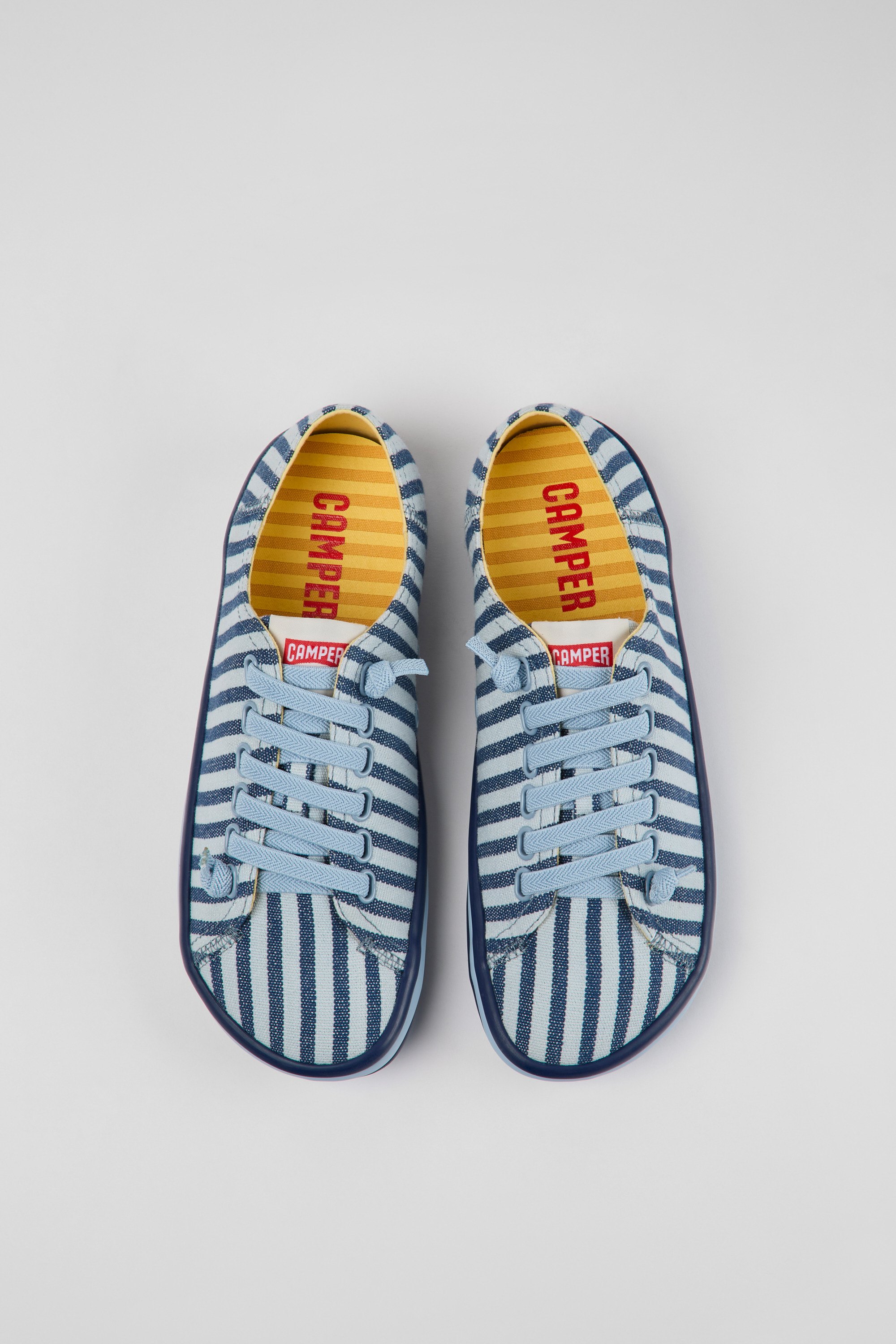 Peu Rambla - Blue and white textile sneakers for women