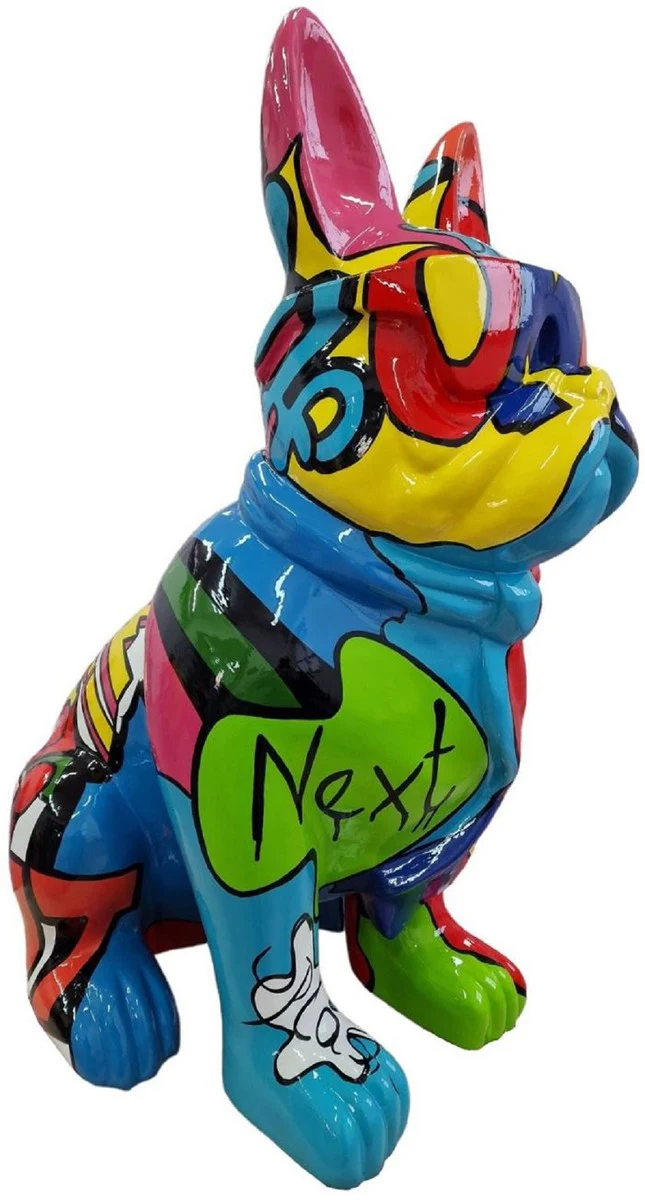 Casa Padrino escultura decorativa de lujo perro bulldog colorido A. 78 cm - Figura decorativa grande - Escultura decorativa XXL - Esculturas y figuras decorativas XXL de lujo