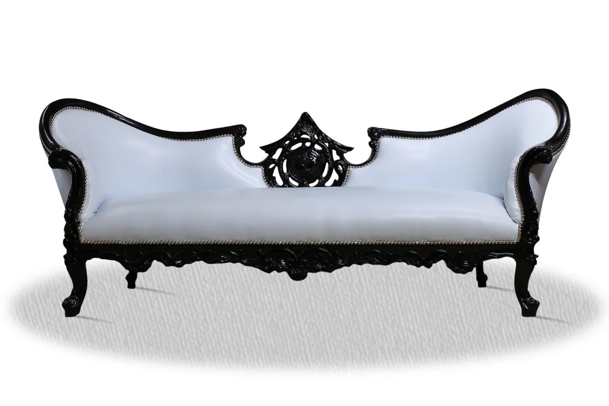 Casa Padrino baroque sofa vampire black white 220 x 70 x H. 80 cm - Lounge Couch