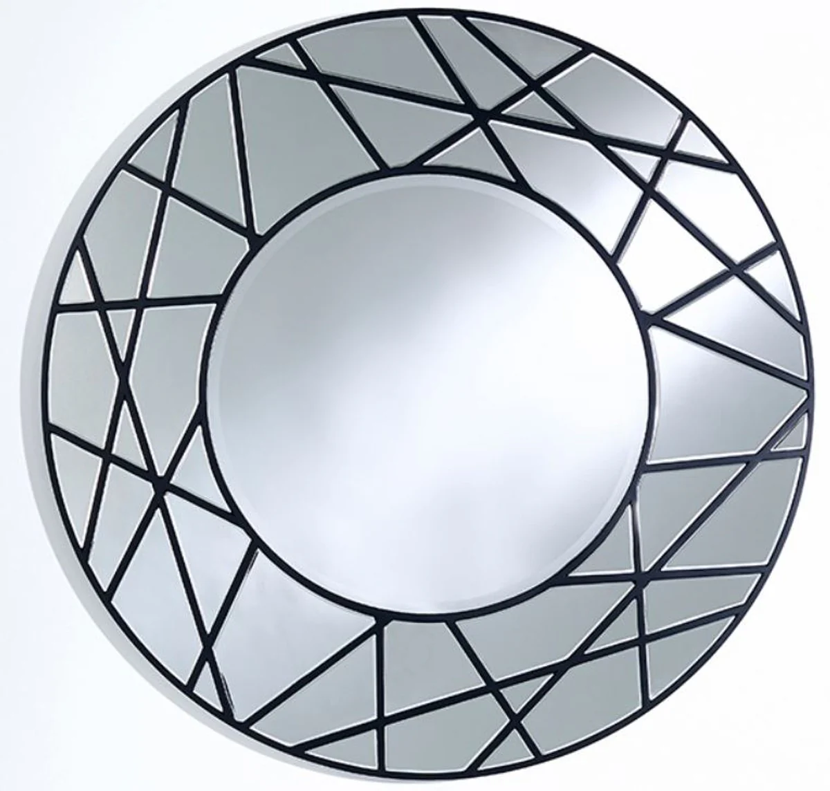 Casa Padrino espejo de dise?o negro ? 102 cm - Espejo de Pared de Lujo