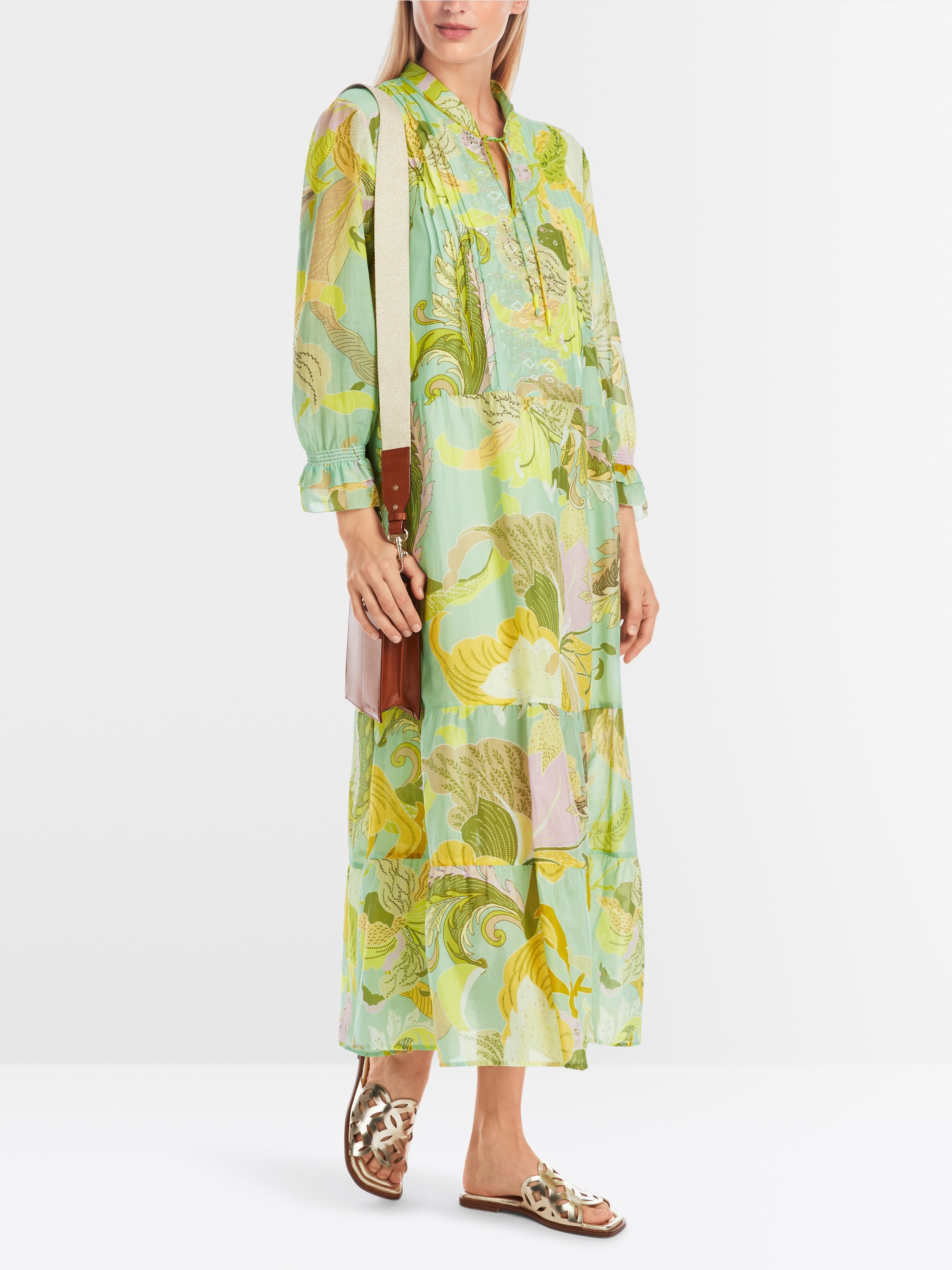 Marc-Cain Wide midi dress with leaf motif