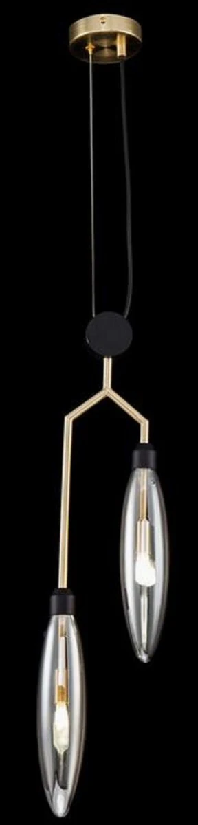 Casa Padrino lámpara colgante de lujo oro mate / negro 17,5 x 6,5 x H. 64 cm - Lámpara Colgante Moderno