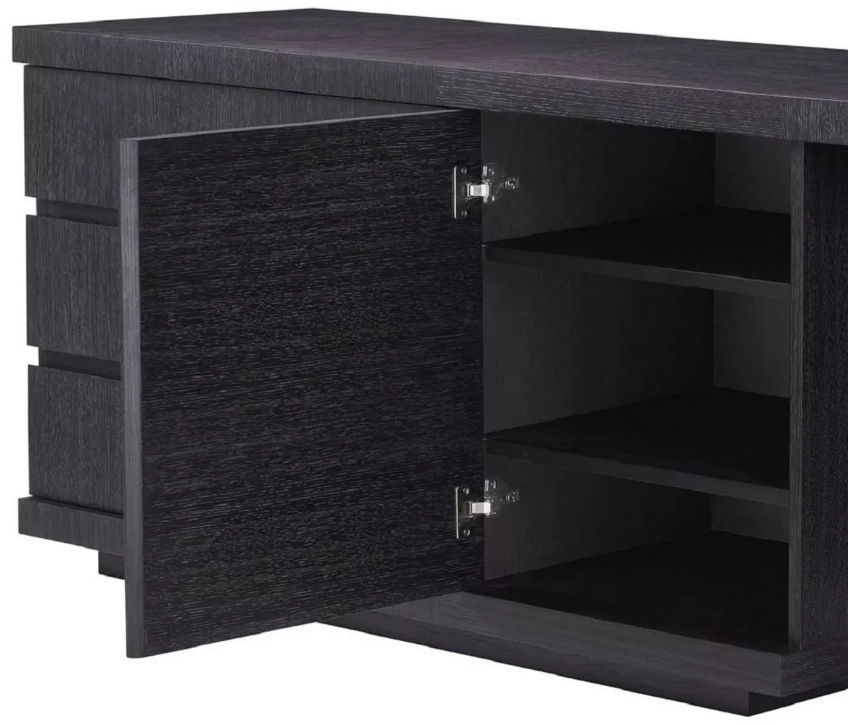 Casa Padrino escritorio de madera maciza de lujo negro gris 220 x 55 x A. 75,5 cm - Mesa de oficina - Muebles de oficina - Muebles de lujo - Instalaci¨®n de lujo - Calidad de lujo
