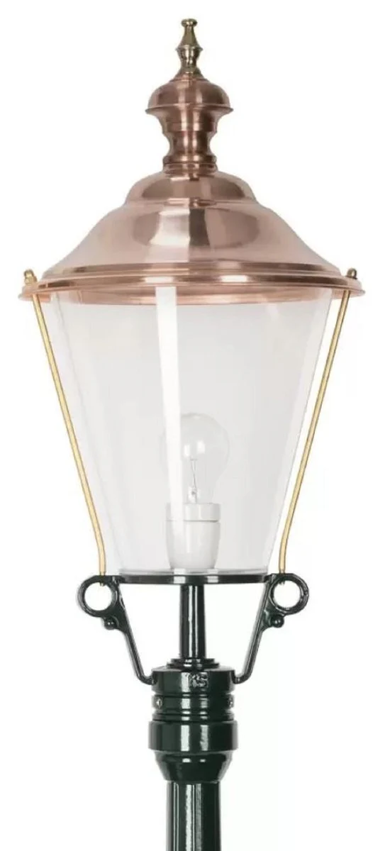 Casa Padrino linterna de jardín Art Nouveau verde / cobre Ø 29 x A. 161 cm - Lámpara de pie de jardín de aluminio con recubrimiento de polvo - Iluminación nostálgica - Luces nostálgicas