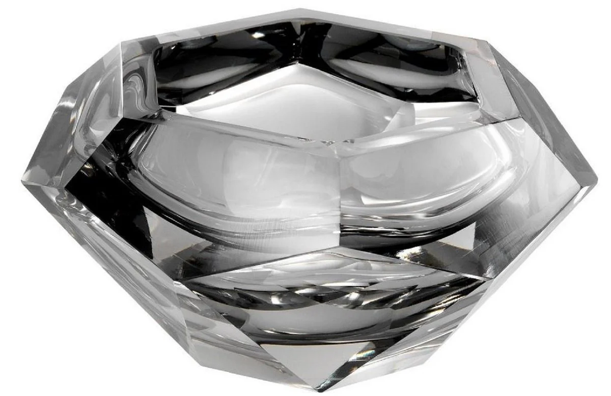 Casa Padrino tazón de vidrio cristal de lujo gris 20 x 20 x H. 9,5 cm - Cuenco Decorativo Hexagonal - Accesorios de Lujo