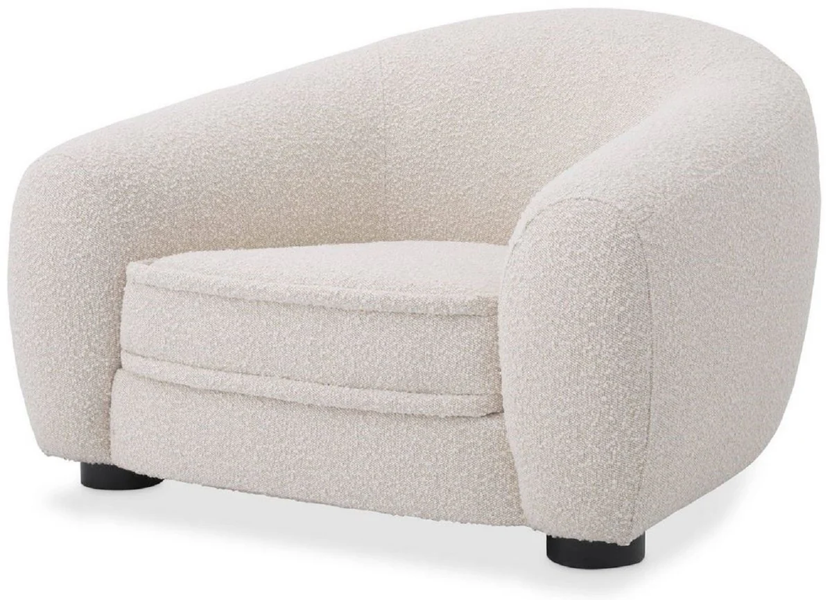 Casa Padrino sill¨®n de lujo crema brillante / negro 110 x 95 x A. 70 cm - Sill¨®n de sal¨®n con respaldo curvo - Muebles de Lujo