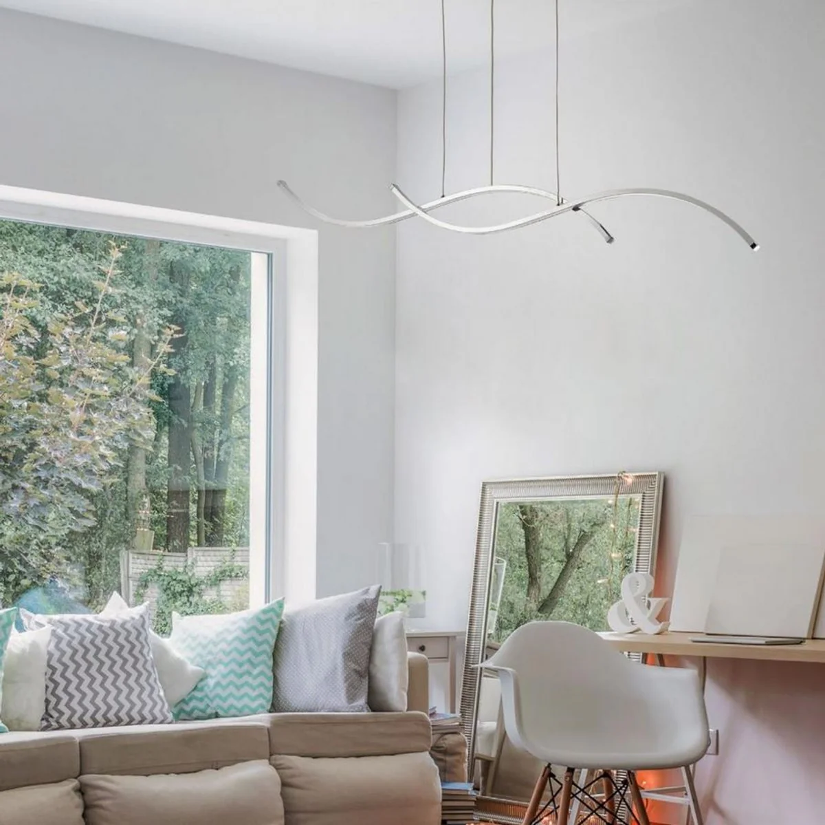 Casa Padrino Living Room LED Pendant Lamp Silver 70 x H. 6.8 cm - Designer Furniture