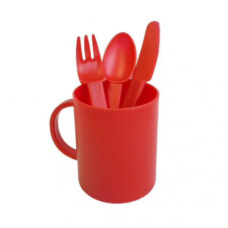 Pack de camping infantil COLONIAS PRO - vajilla + cantimplora + linterna