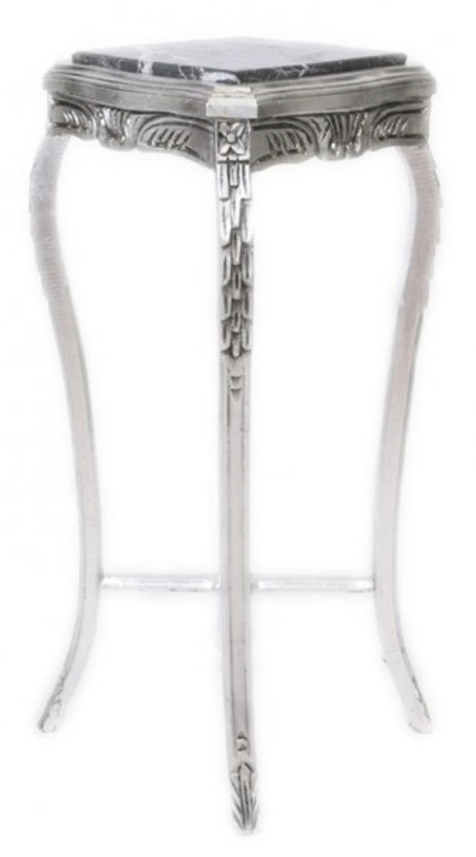 Casa Padrino Baroque table with marble top Square High Silver H 70 x 50 x 50 cm - antique style