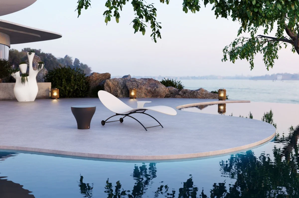 Casa Padrino tumbona de jard¨ªn de lujo blanco mate / gris antracita 205 cm