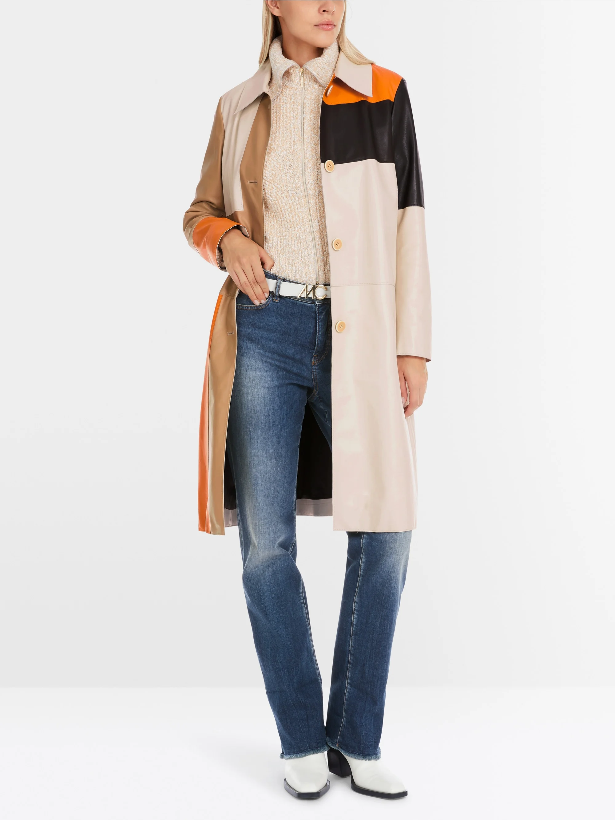 Marc-Cain Patch-look nappa leather coat