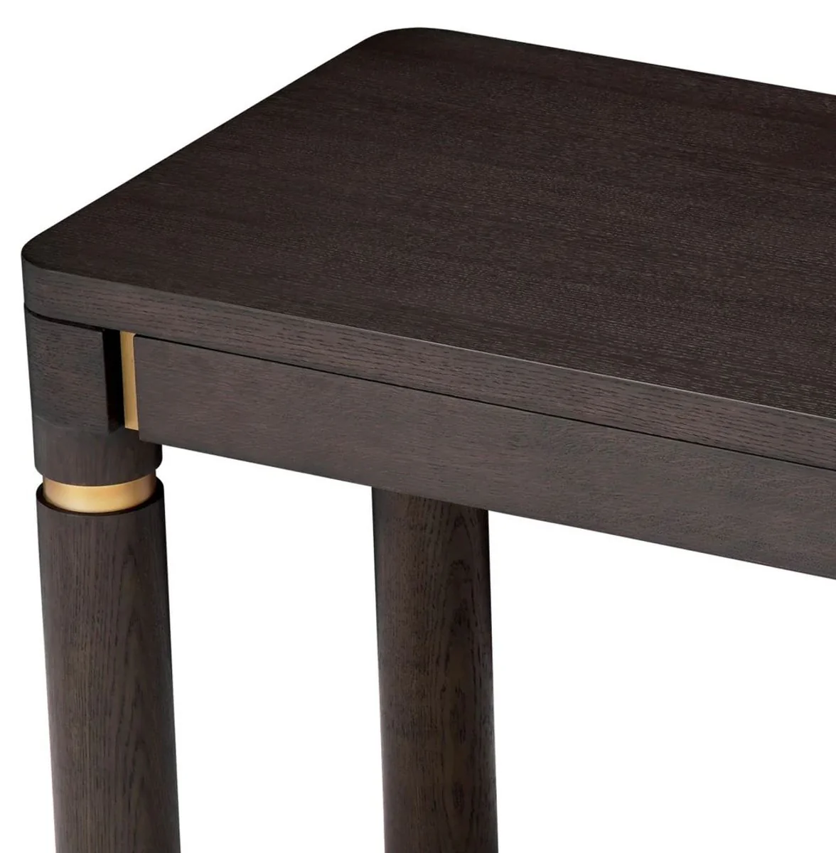 Casa Padrino escritorio de lujo con 2 cajones moca / lat¨®n 160 x 60 x A. 76 cm - Escritorio de oficina - Escritorio de computadora - Muebles de oficina - Muebles de lujo - Calidad de lujo