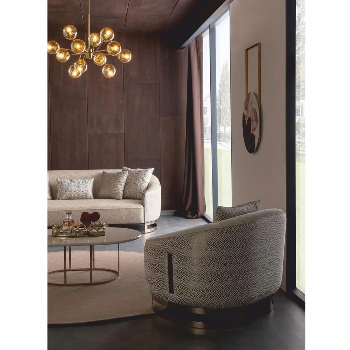 Casa Padrino sill¨®n de lujo gris / blanco / bronce - Muebles para sala de estar y hotel