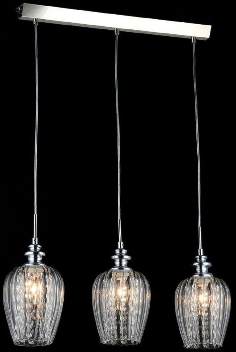 Casa Padrino lámpara colgante plata 70 x H. 100 cm - Lámpara Colgante con Colgantes de Cristal de Primera Calidad