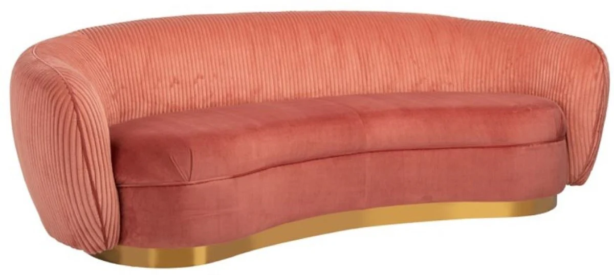 Casa Padrino sof¨¢ de lujo rosa / oro 221 x 98 x A. 72 cm - Sof¨¢ de sal¨®n curvo - Muebles de sal¨®n - Interiores de sal¨®n - Muebles de lujo - Interiores de lujo - De lujo Muebles