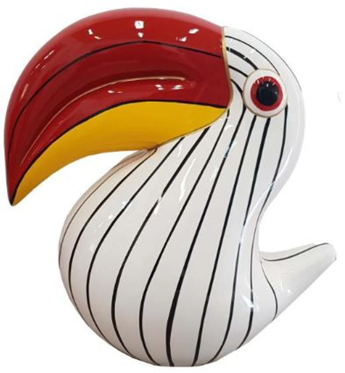 Casa Padrino figura decorativa de diseñador pájaro tucán blanco / negro / rojo / amarillo A. 65 cm - Escultura de decoración de sala de estar - Escultura de decoración de jardín