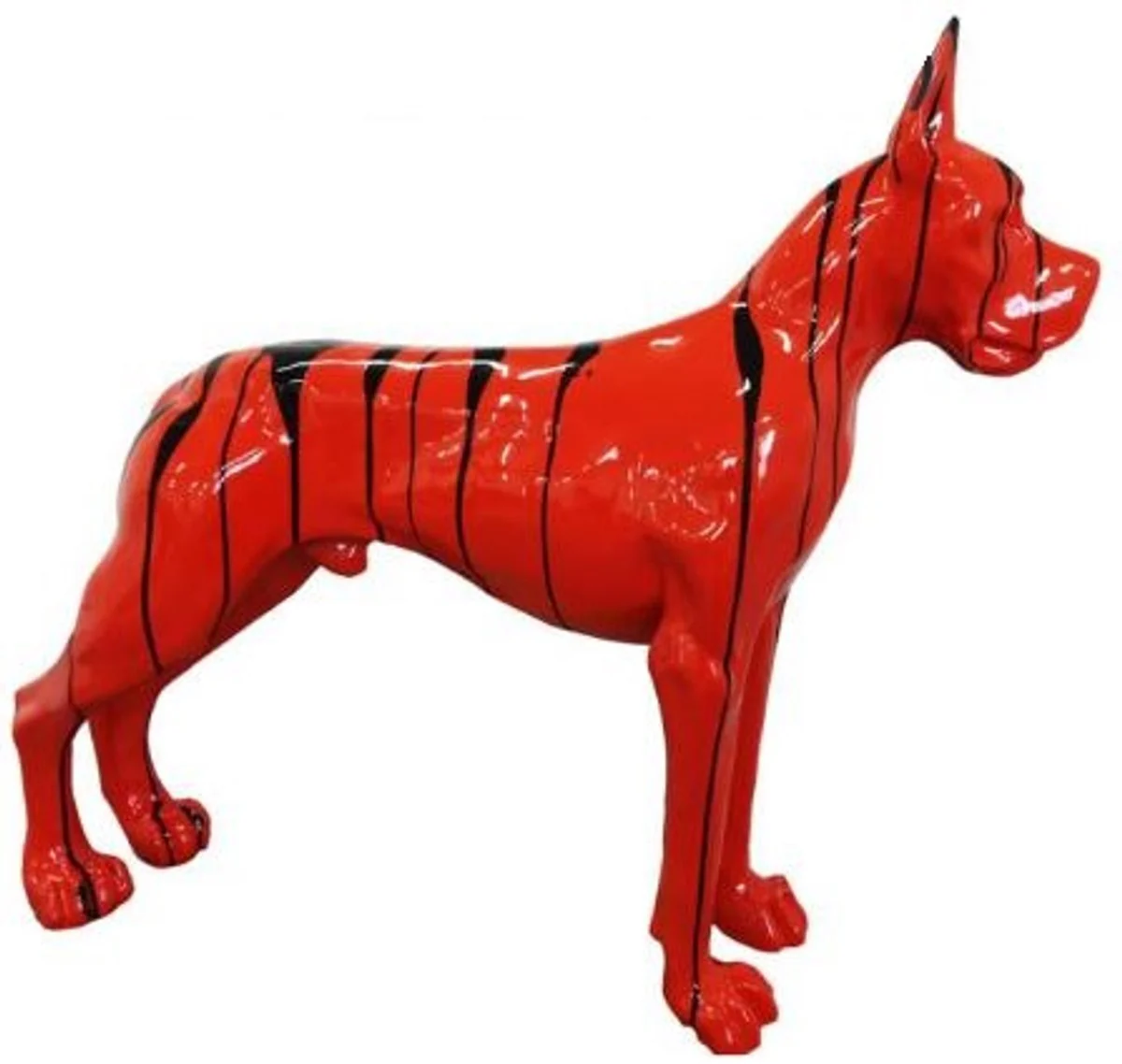 Casa Padrino figura decorativa de diseño perro Mastín Alemán rojo / negro 125 x A. 110 cm - Escultura decorativa de tamaño natural - Figura animal resistente a la intemperie