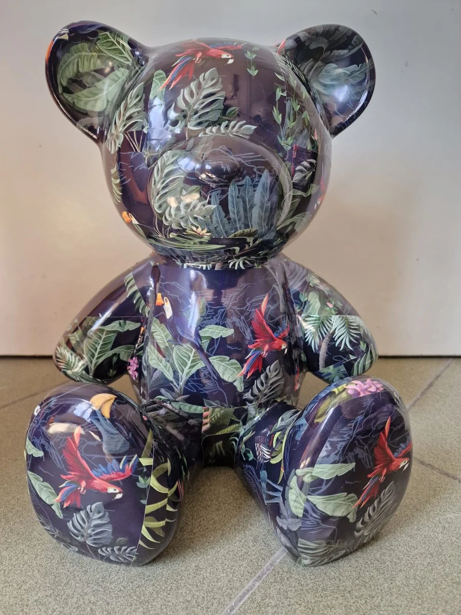 Casa Padrino figura decorativa de dise?o de lujo oso de peluche multicolor A. 31 cm - Escultura decorativa de resina - Figura decorativa de lujo - Figura decorativa de dise?o